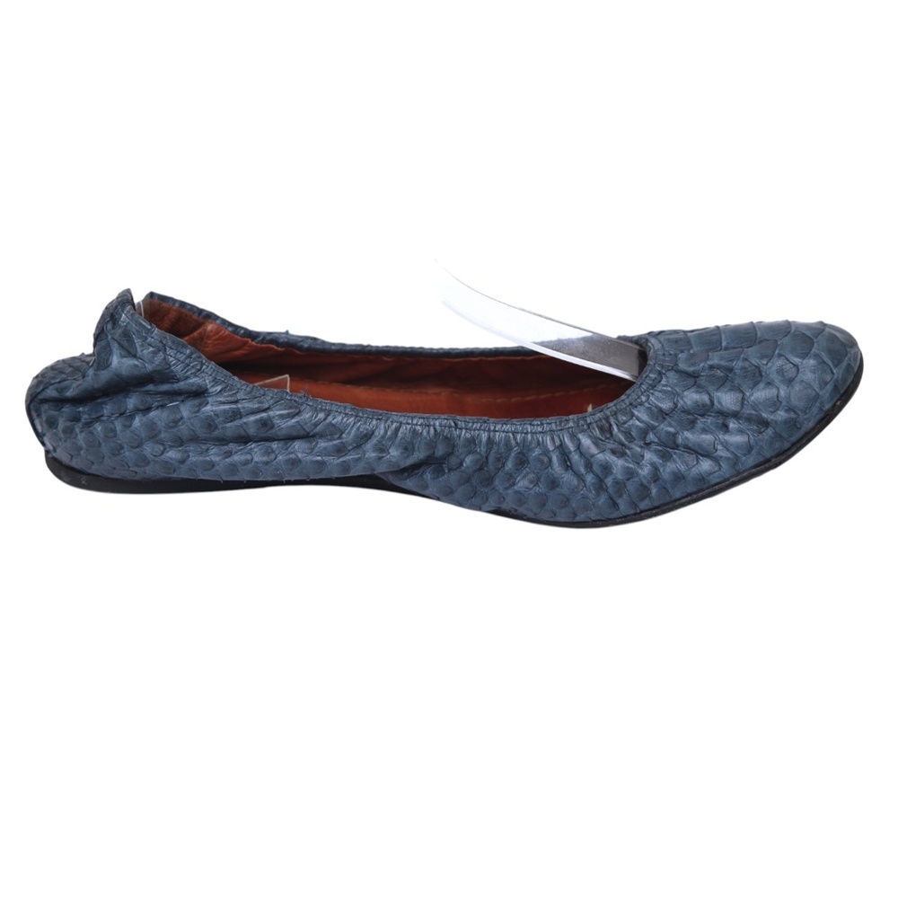 Lanvin Ballet Flats Blue Python Leather Stretch S… - image 2